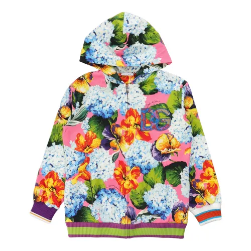 Dolce & Gabbana , Kids Sweatshirt with Zip & Hood - Fantasy Print ,Multicolor female, Sizes: