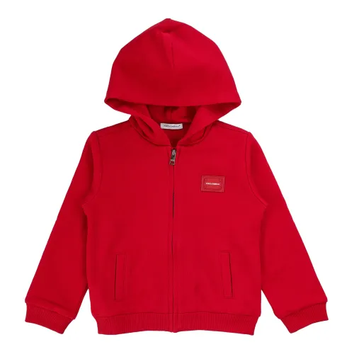Dolce & Gabbana , Kids Sweatshirt with Zip & Hood ,Red female, Sizes:
