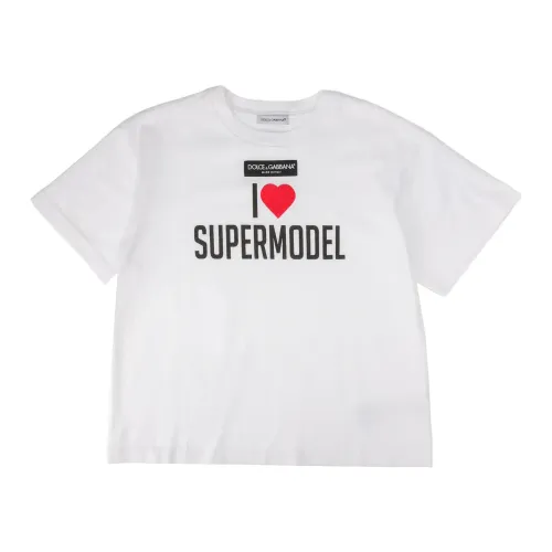 Dolce & Gabbana , Kids T-Shirt - Regular Fit - 100% Cotton ,White female, Sizes: