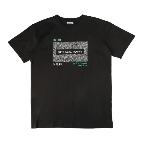 Dolce & Gabbana , Kids T-Shirt - Regular Fit - Black ,Black male, Sizes: