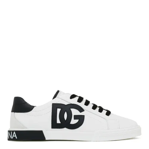 Dolce & Gabbana , Kids White and Black Portofino Low Top Sneakers ,White male, Sizes: