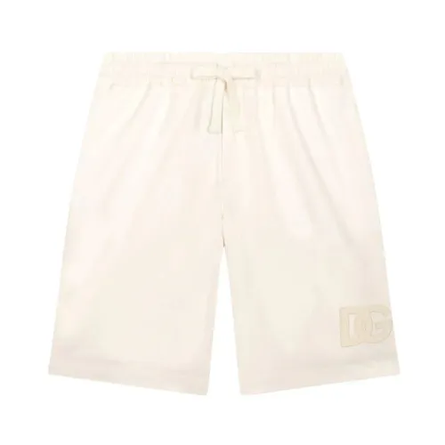 Dolce & Gabbana , Kids White Bermuda Shorts with DG Logo ,White male, Sizes: