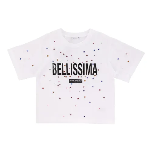 Dolce & Gabbana , Kids White Regular Fit T-Shirt ,White female, Sizes: