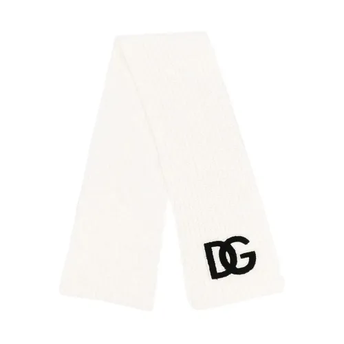 Dolce & Gabbana , Knitted Logo Scarf ,White female, Sizes: ONE