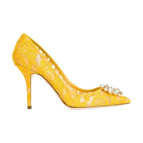 Dolce & Gabbana , Lace Court Shoes ,Yellow female, Sizes: