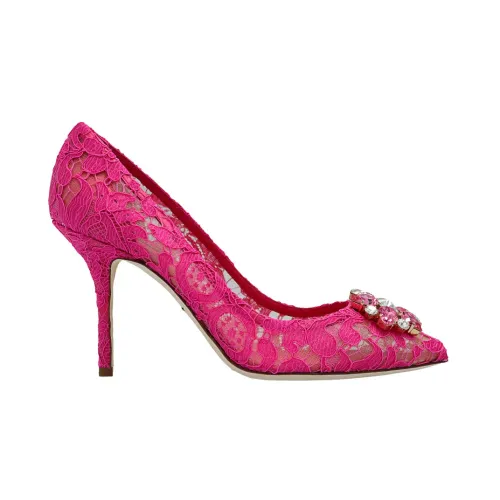 Dolce & Gabbana , Lace stiletto pumps ,Pink female, Sizes:
