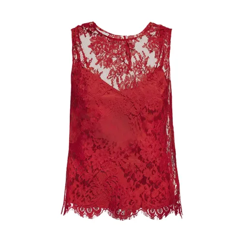 Dolce & Gabbana , Lace top ,Red female, Sizes: