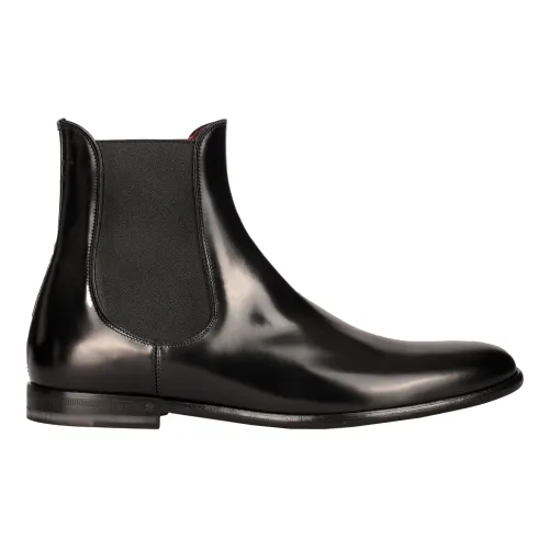 Dolce & Gabbana , Leather Ankle Boots - Regular Fit - Cold Weather - 100% Leather ,Black male, Sizes: