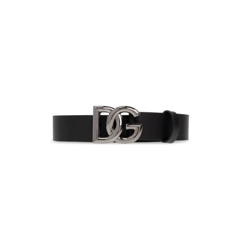 Dolce & Gabbana , Leather Belt With Logo ,Black male, Sizes: