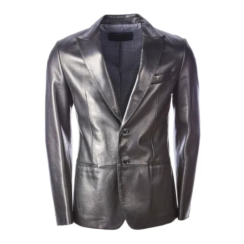 Dolce & Gabbana , Leather Blazer Jacket for Men ,Gray male, Sizes: