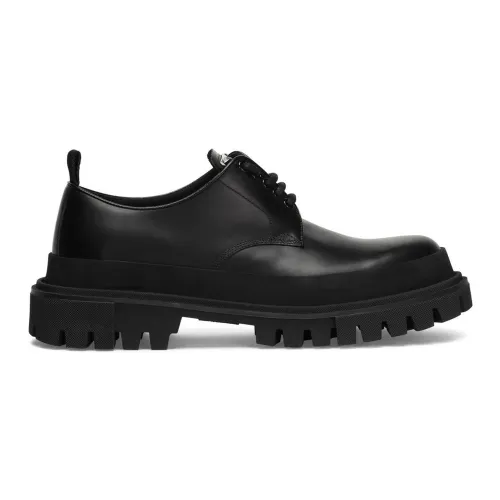 Dolce & Gabbana , Leather Derbies with Lace Up Fastening ,Black male, Sizes:
