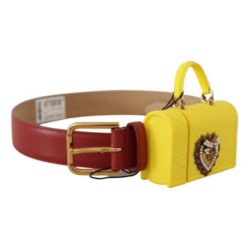 Dolce & Gabbana , Leather Devotion Heart Bag Buckle Belt ,Red female, Sizes:
