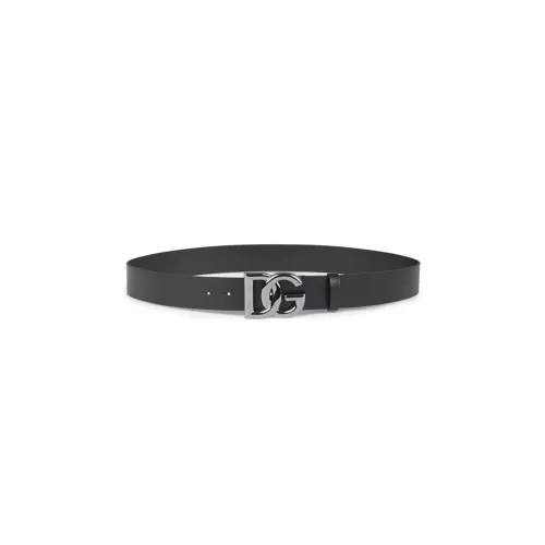 Dolce & Gabbana , Leather DG Logo Buckle Belt ,Black male, Sizes:
