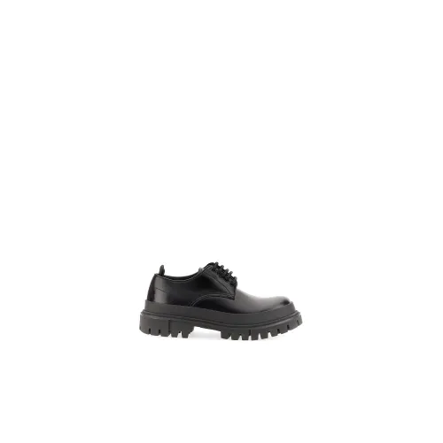 Dolce & Gabbana , Leather Lace-Up Shoes ,Black male, Sizes:
