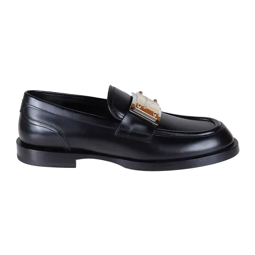 Dolce & Gabbana , Leather Loafers for Men ,Black female, Sizes: