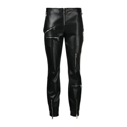 Dolce & Gabbana , Leather Pants, Sophisticated Gray Color ,Black female, Sizes: