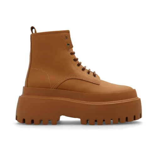 Dolce & Gabbana , Leather platform boots ,Brown female, Sizes: