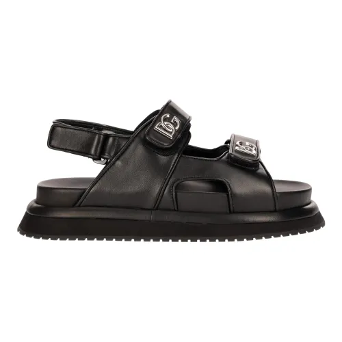 Dolce & Gabbana , Leather Sandals ,Black male, Sizes: