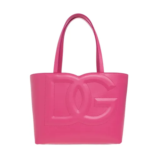Dolce & Gabbana , Leather shopper bag ,Pink female, Sizes: ONE SIZE