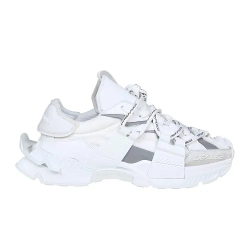 Dolce & Gabbana , Leather Sneakers with Suede and Technical Fabric Inserts ,White male, Sizes: