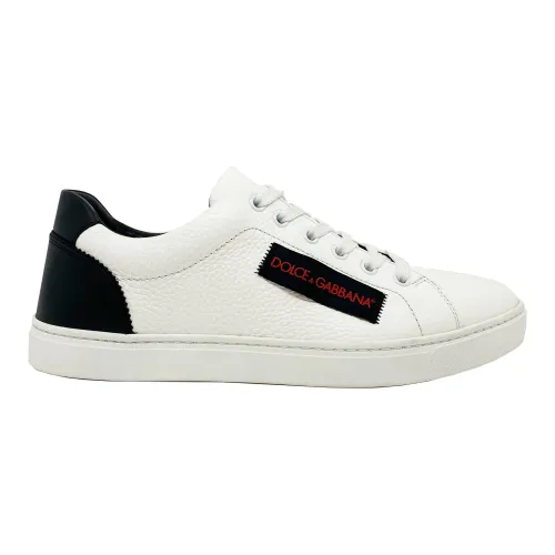 Dolce & Gabbana , Leather Textured Sneakers for Women ,White female, Sizes: