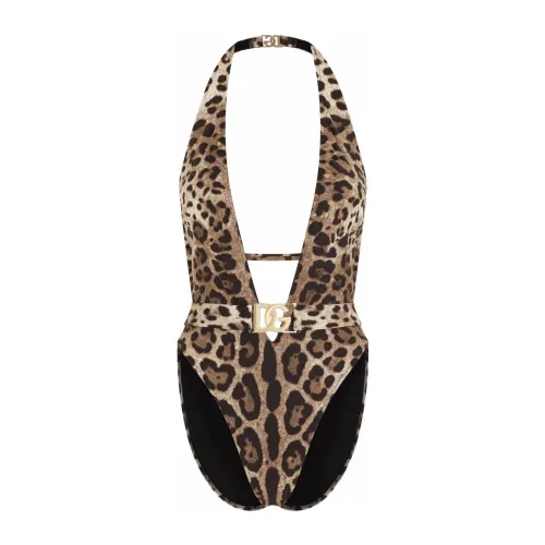 Dolce & Gabbana , LEO NEW Leopard Print One-Piece Swimsuit ,Brown female, Sizes: