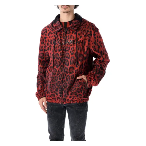 Dolce & Gabbana , Leo Red Ss22 Windbreaker Hoodie ,Red male, Sizes: