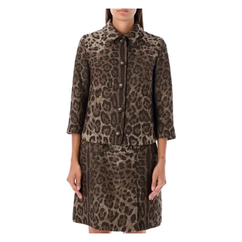 Dolce & Gabbana , Leopard Formal Jacket - Women`s Clothing ,Brown female, Sizes: