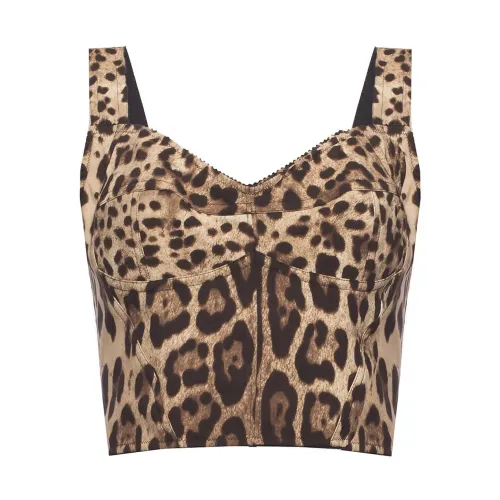 Dolce & Gabbana , Leopard Print Beige Topwear ,Beige female, Sizes: