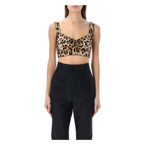 Dolce & Gabbana , Leopard Print Bustier Top ,Multicolor female, Sizes: