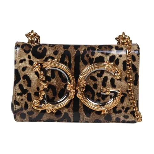 Dolce & Gabbana , Leopard Print Cross Body Bag ,Brown female, Sizes: ONE SIZE