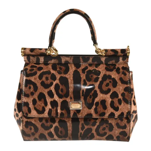 Dolce & Gabbana , Leopard Print Shoulder Bag ,Brown female, Sizes: ONE SIZE