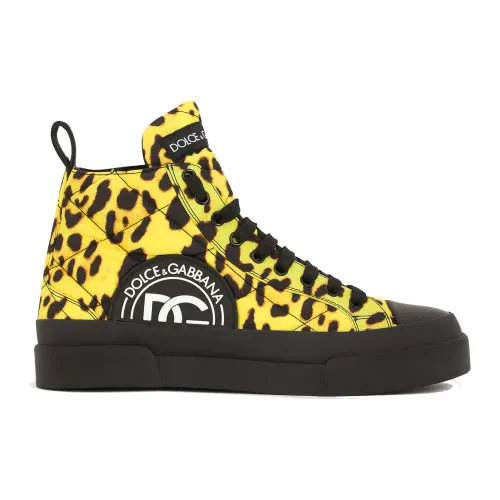 Dolce & Gabbana , Leopard Quilted Sneakers ,Yellow female, Sizes: