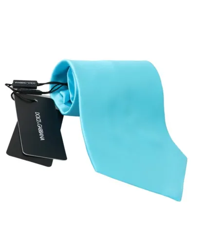 Dolce & Gabbana Light Blue Wide Mens Necktie Accessory 100% Silk Tie - Multicolour - One