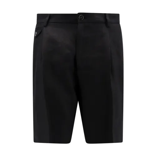 Dolce & Gabbana , Linen Bermuda Shorts ,Black male, Sizes: