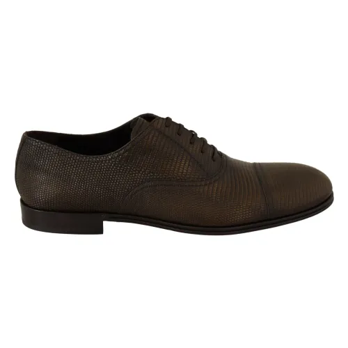 Dolce & Gabbana , Lizard Leather Oxford Shoes ,Brown male, Sizes: