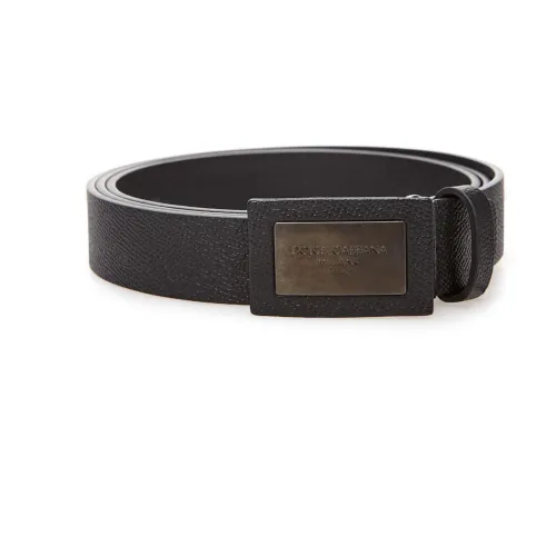 Dolce & Gabbana , Logo Buckle Leather Belt ,Black male, Sizes: