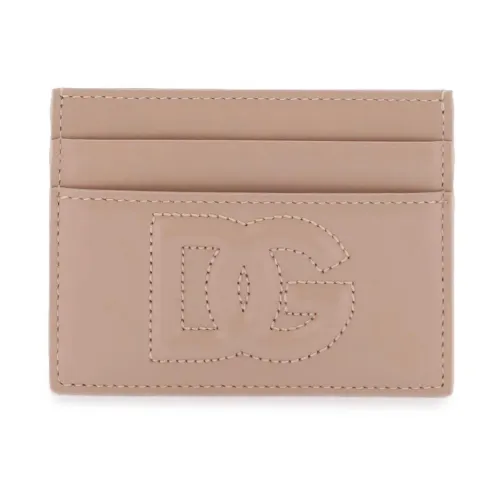 Dolce & Gabbana , Logo Embossed Leather Card Holder ,Pink female, Sizes: ONE SIZE