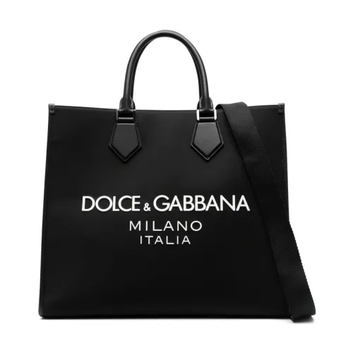 Dolce & Gabbana , Logo-Embossed Tote Bag in Black ,Black male, Sizes: ONE SIZE