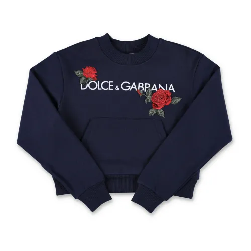 Dolce & Gabbana , Logo Fleece Giro ,Blue female, Sizes: