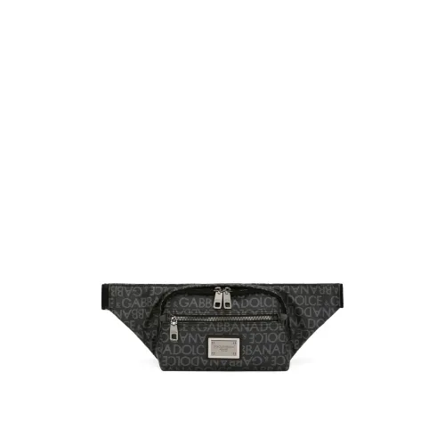 Dolce & Gabbana , Logo Leather Waistbag ,Black male, Sizes: ONE SIZE