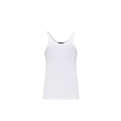 Dolce & Gabbana , Logo-patched Sleeveless Top ,White male, Sizes: