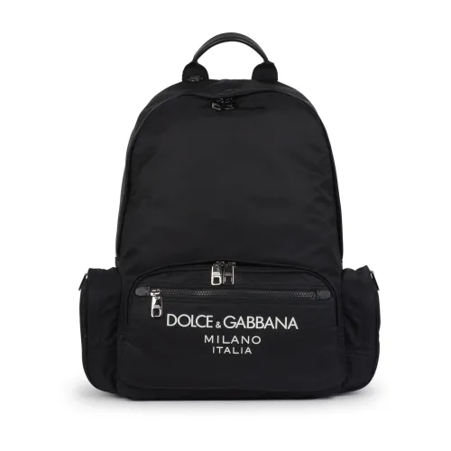 Dolce & Gabbana , Logo-Print Backpack ,Black male, Sizes: ONE SIZE
