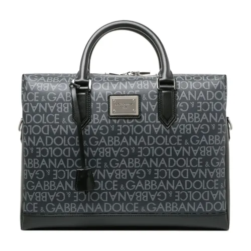 Dolce & Gabbana , Logo Print Briefcase ,Black male, Sizes: ONE SIZE