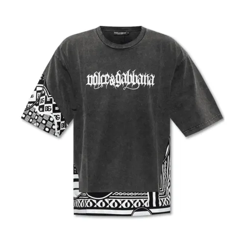Dolce & Gabbana , Logo Print Crewneck T-Shirt ,Multicolor male, Sizes: