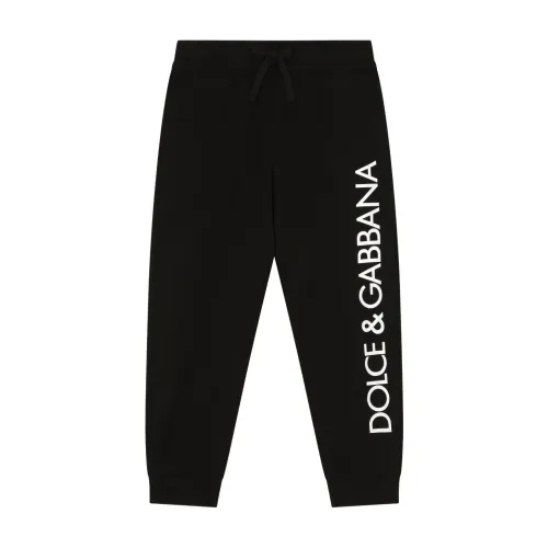 Dolce & Gabbana , Logo-Print Drawstring Track Pants ,Black male, Sizes: