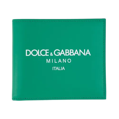 Dolce & Gabbana , Logo-Print Leather Wallet ,Green male, Sizes: ONE SIZE