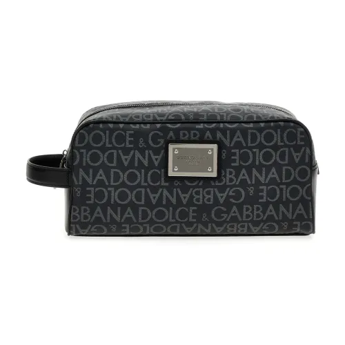 Dolce & Gabbana , Logo-print Wash Bag ,Black male, Sizes: ONE SIZE