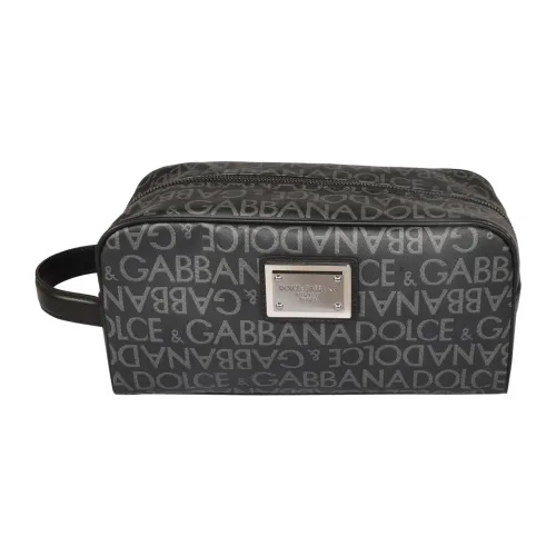 Dolce & Gabbana , Logo-Print Wash Bag for Stylish Men ,Black male, Sizes: ONE SIZE