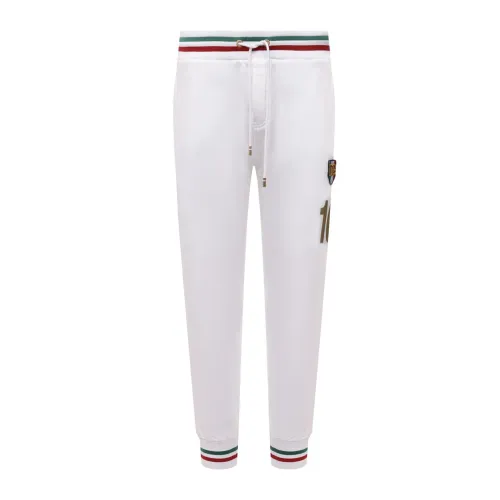 Dolce & Gabbana , Logo Sweatpants with Ribbed Trims ,White male, Sizes: